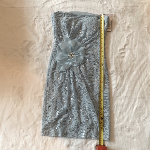NWT- Pale Blue Sparkly and Lacy Mini Cocktail/Party Dress - Picture 11 of 16